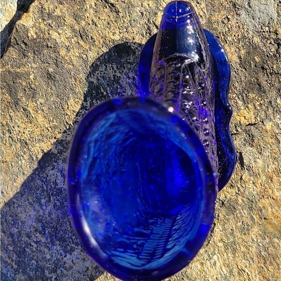 Vintage Handmade Cobalt Blue Ladies Glass Boot - Picture 3 of 11